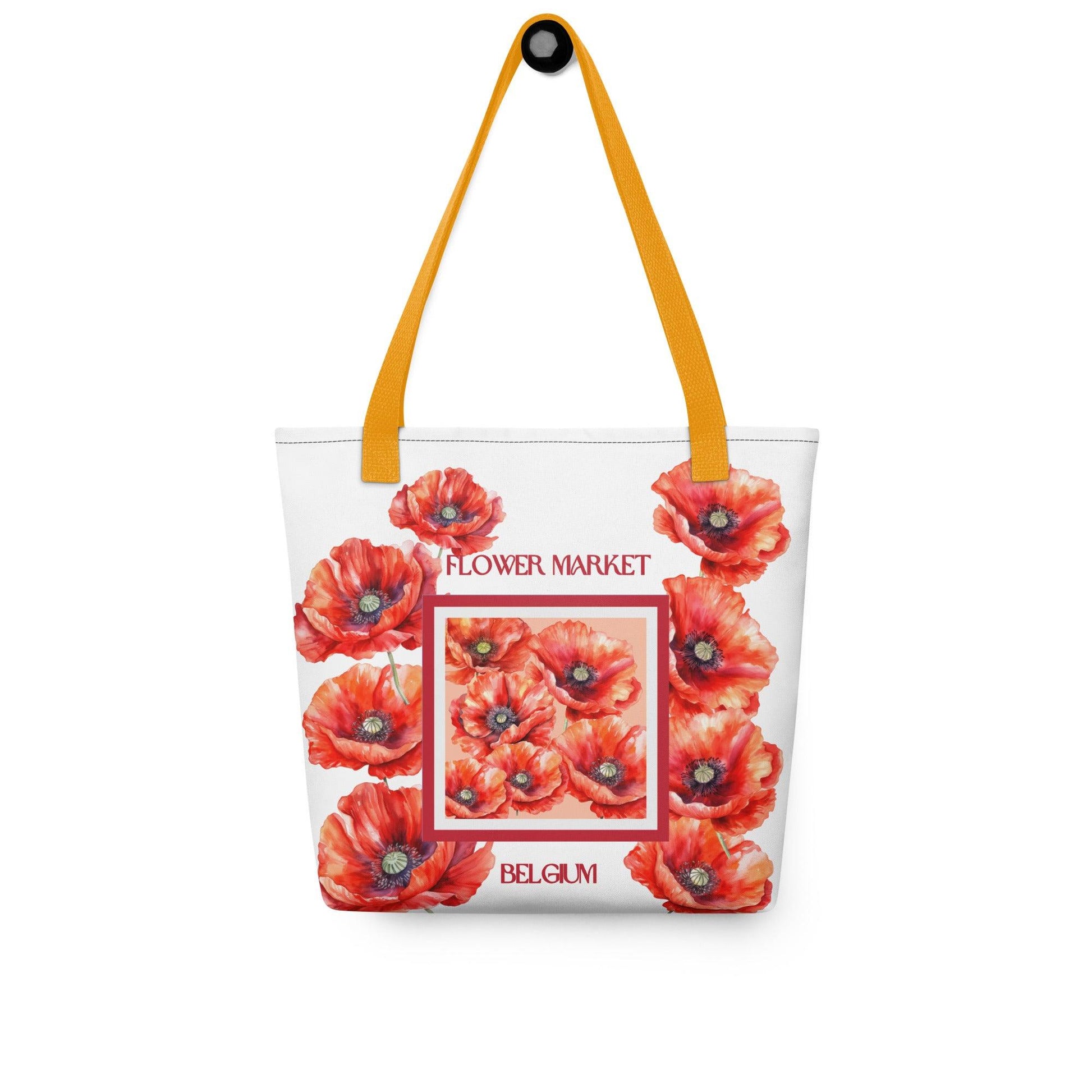 Red Poppy (Belgium) Flower Market Premium Tote Bag - Clover Collection Shop