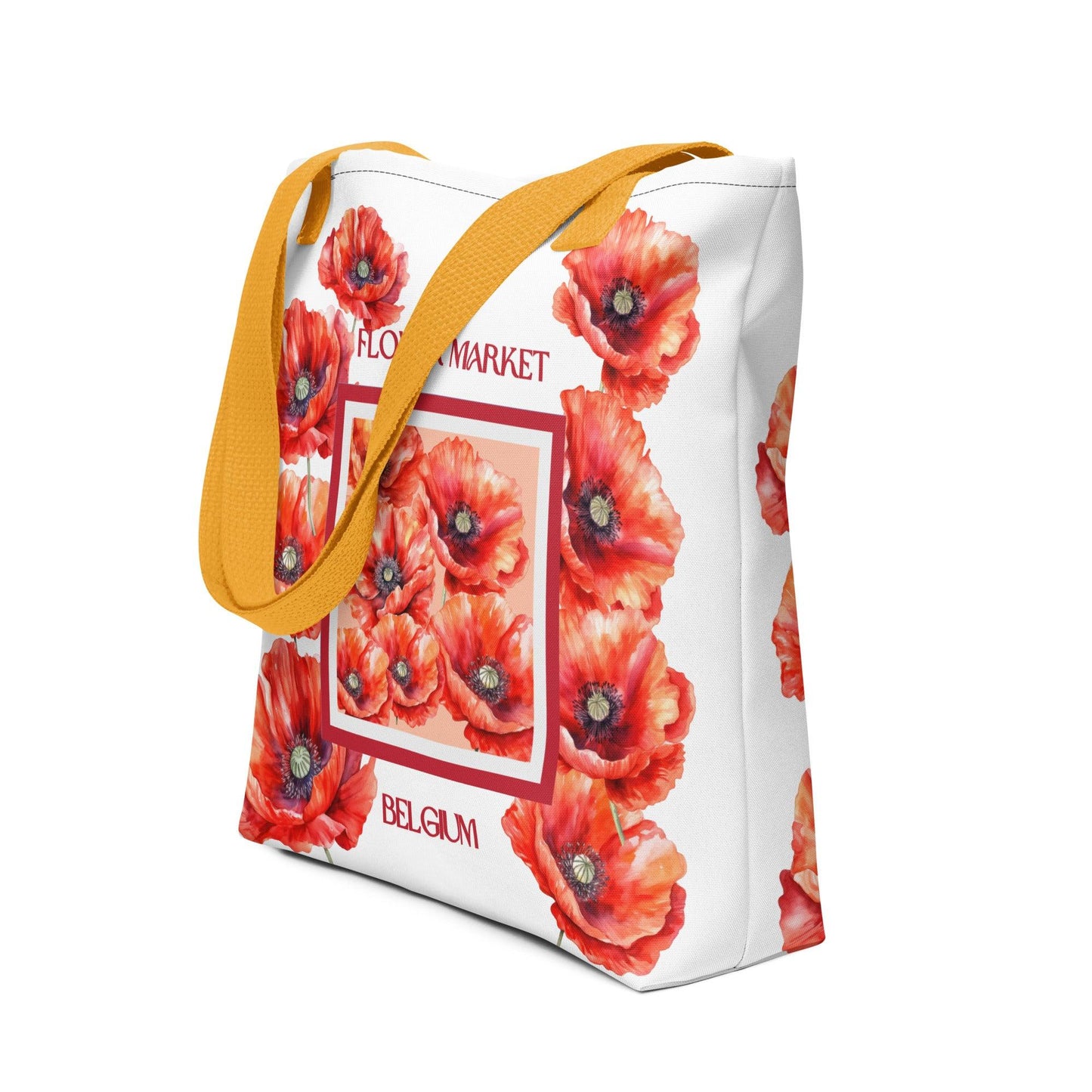 Red Poppy (Belgium) Flower Market Premium Tote Bag - Clover Collection Shop