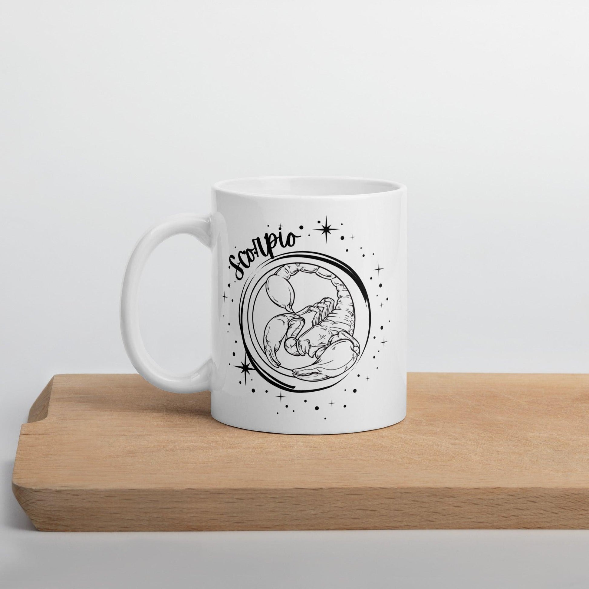 Scorpio Star Sign White Glossy Mug - Clover Collection Shop