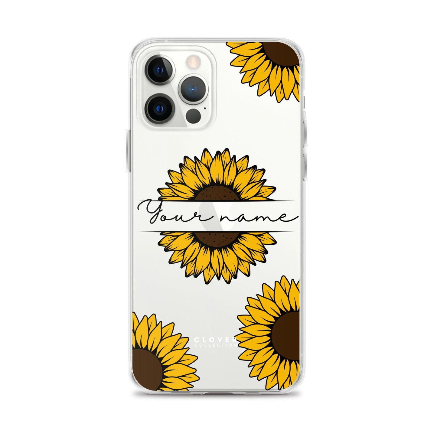 Sunflower Name Tag Clear Case for iPhone - Clover Collection Shop