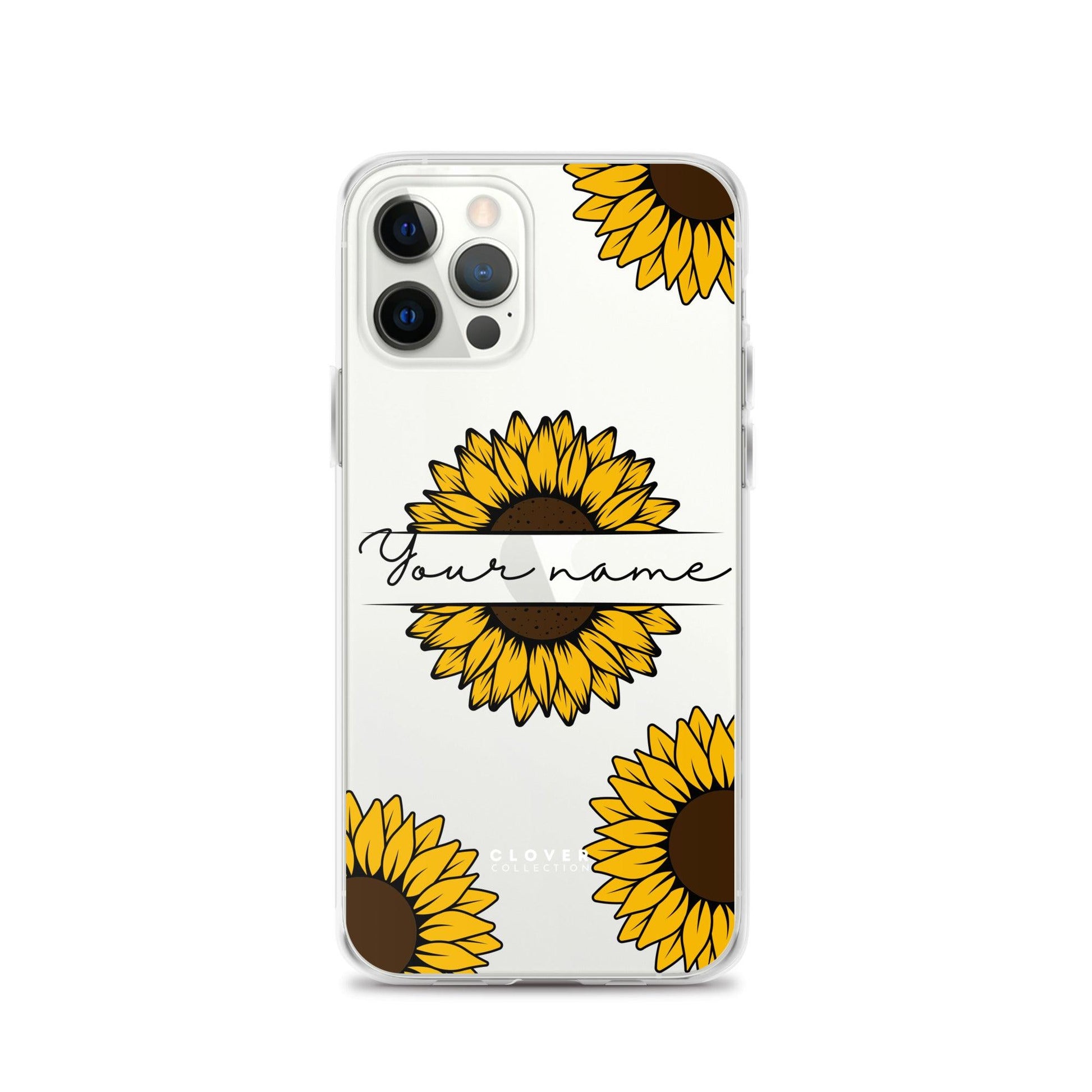 Sunflower Name Tag Clear Case for iPhone - Clover Collection Shop