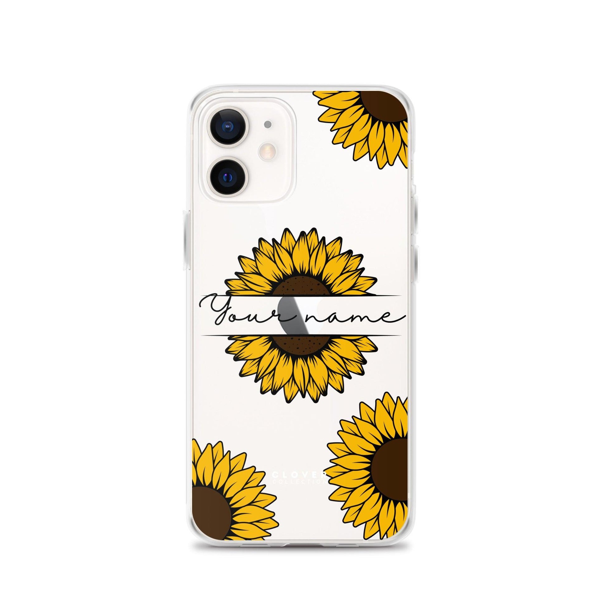 Sunflower Name Tag Clear Case for iPhone - Clover Collection Shop