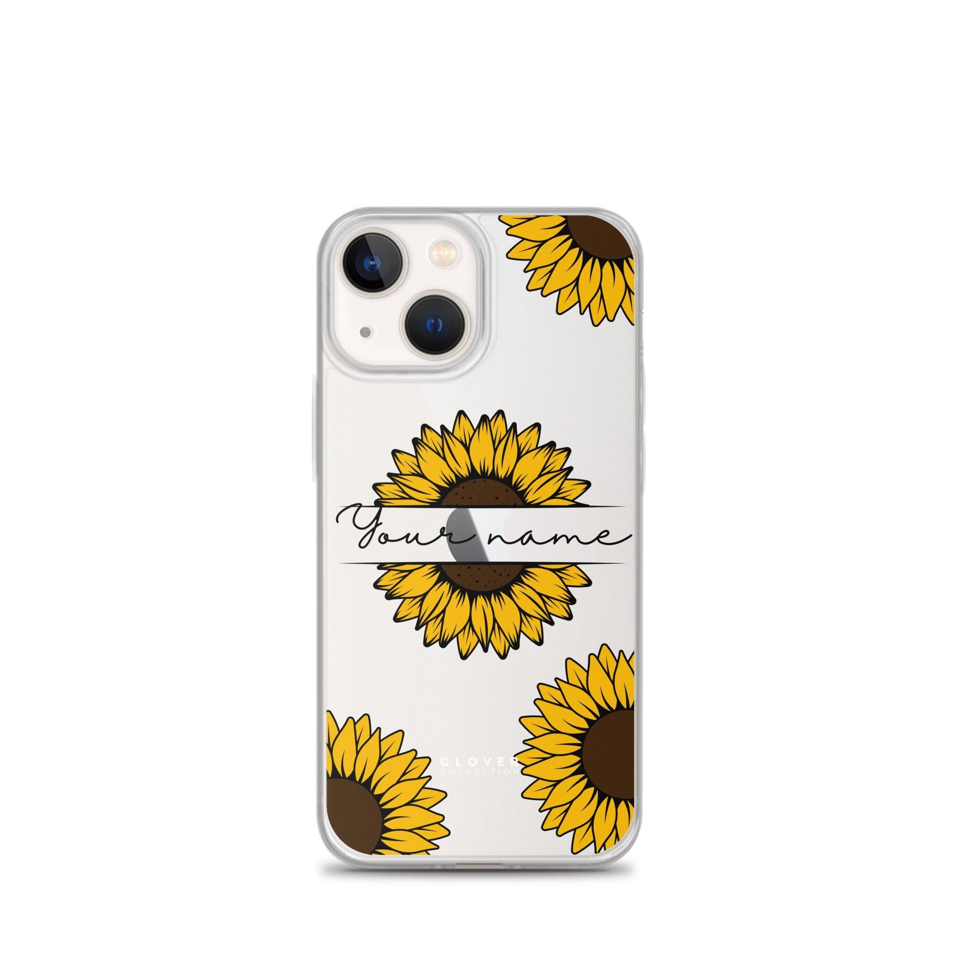 Sunflower Name Tag Clear Case for iPhone - Clover Collection Shop