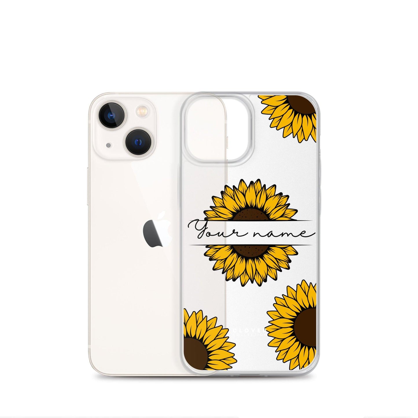 Sunflower Name Tag Clear Case for iPhone - Clover Collection Shop