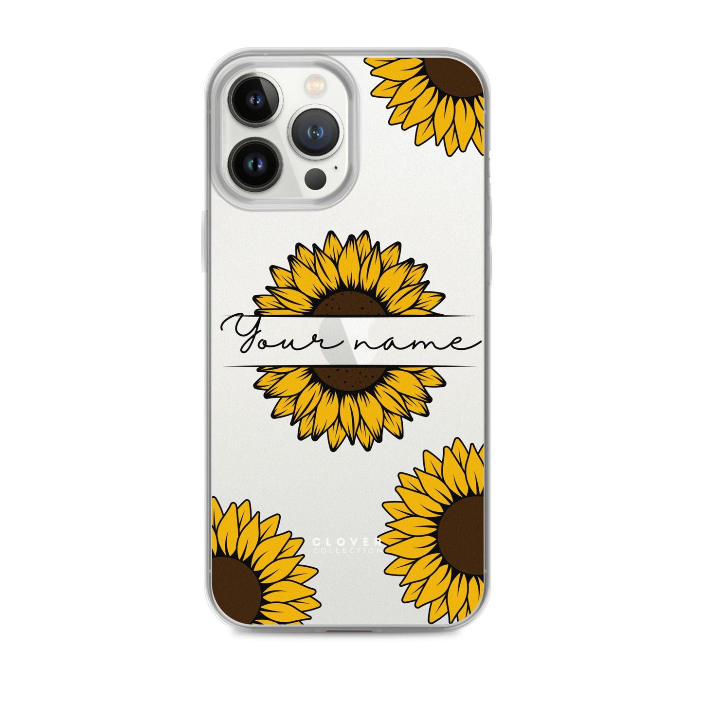 Sunflower Name Tag Clear Case for iPhone - Clover Collection Shop