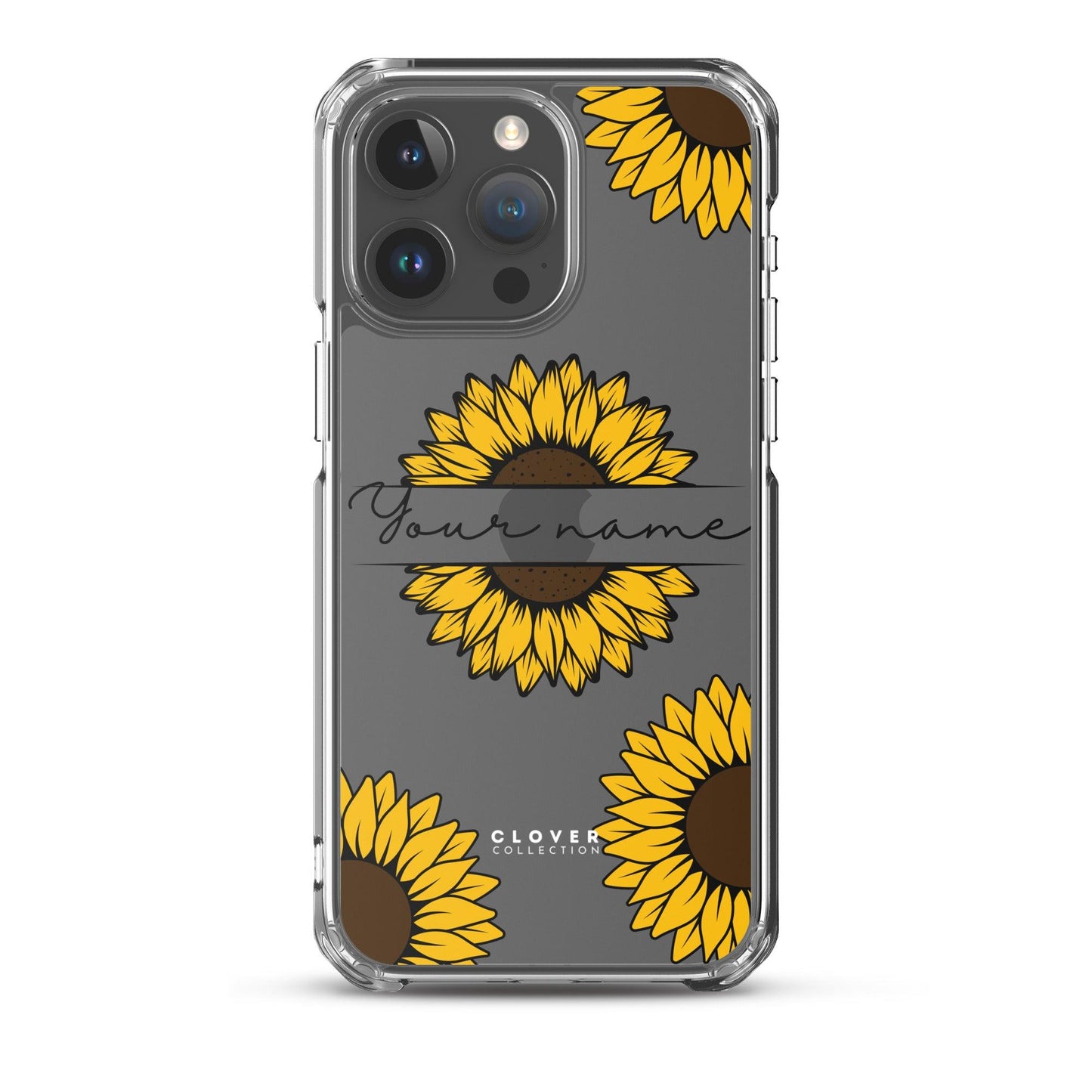 Sunflower Name Tag Clear Case for iPhone - Clover Collection Shop