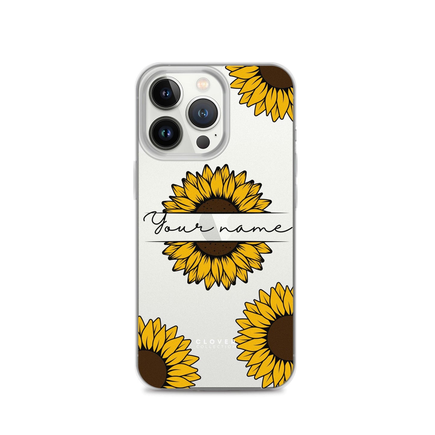 Sunflower Name Tag Clear Case for iPhone - Clover Collection Shop