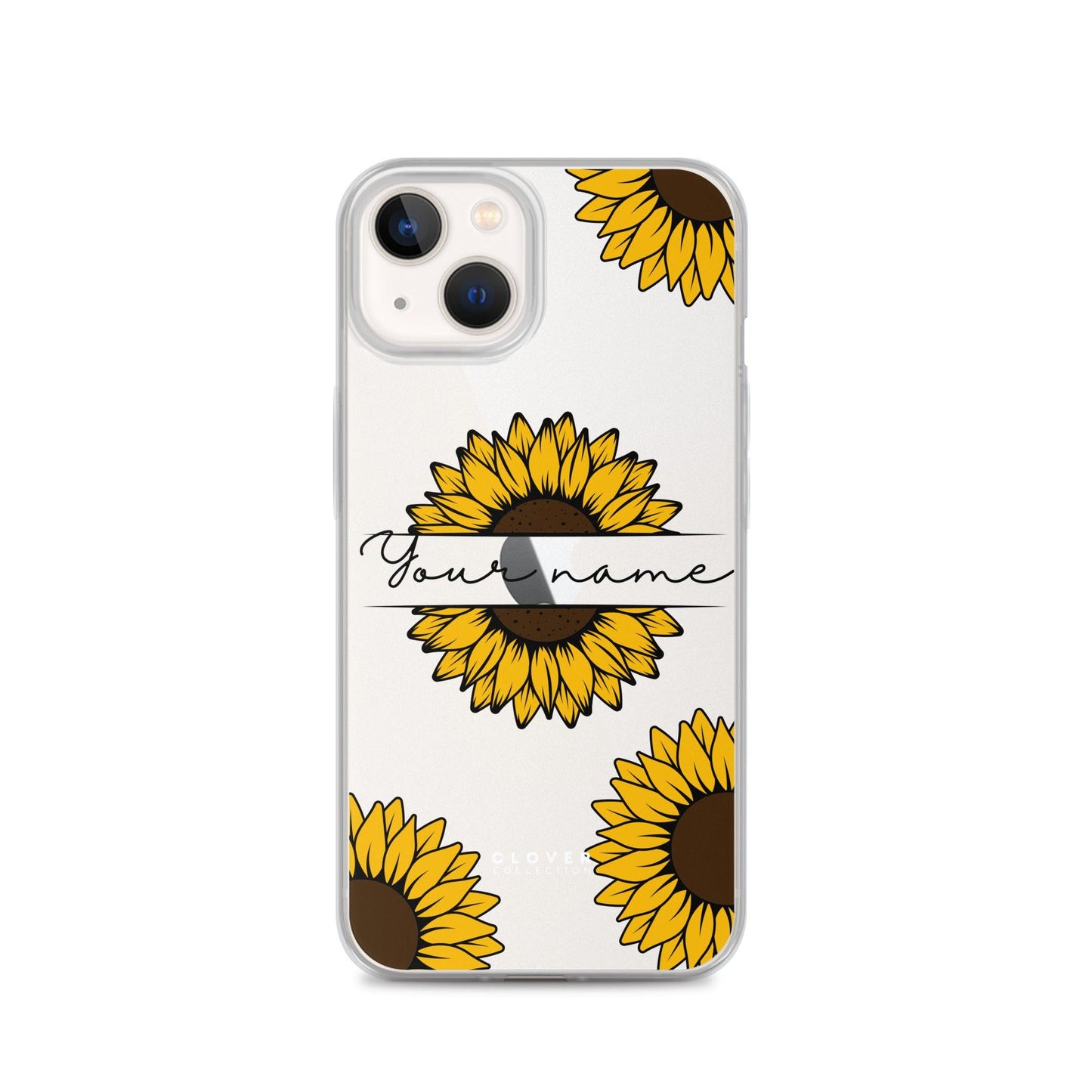 Sunflower Name Tag Clear Case for iPhone - Clover Collection Shop