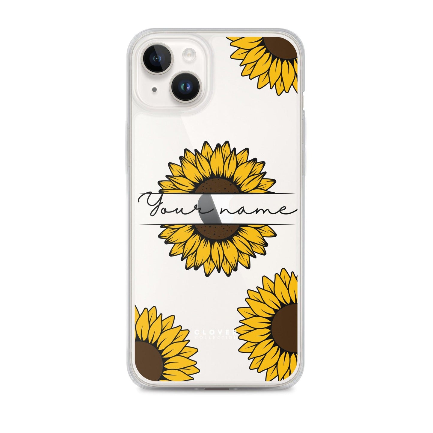 Sunflower Name Tag Clear Case for iPhone - Clover Collection Shop