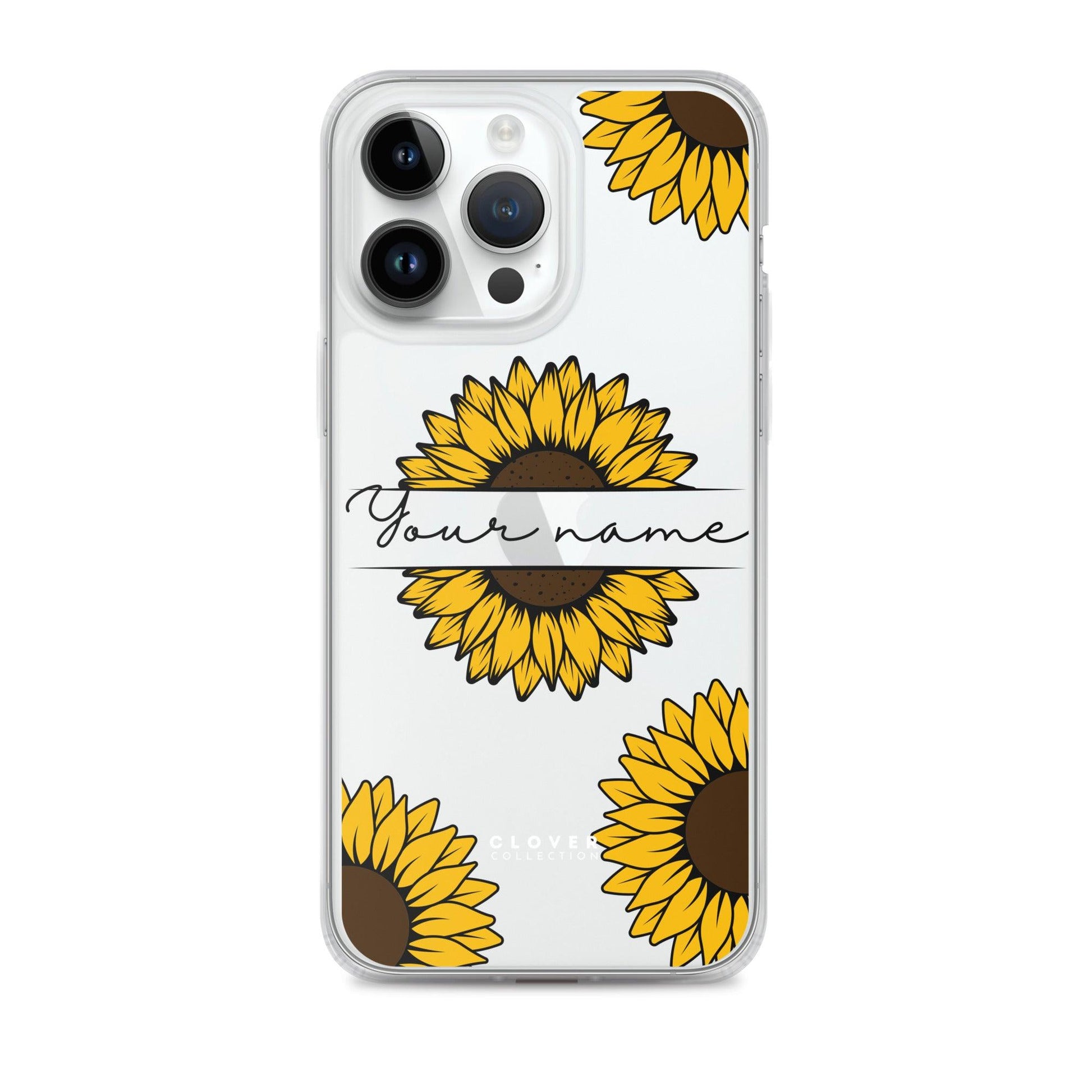 Sunflower Name Tag Clear Case for iPhone - Clover Collection Shop