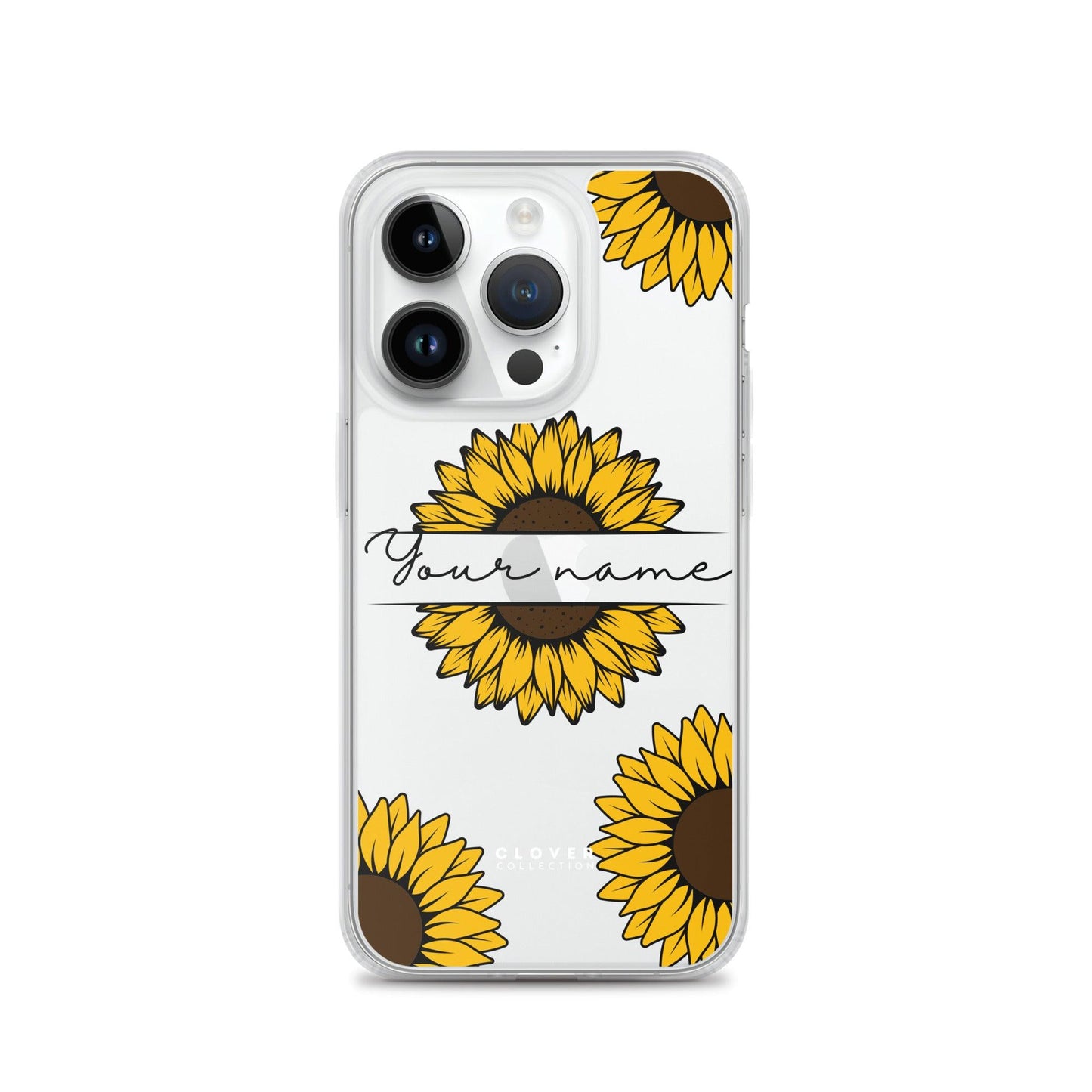 Sunflower Name Tag Clear Case for iPhone - Clover Collection Shop