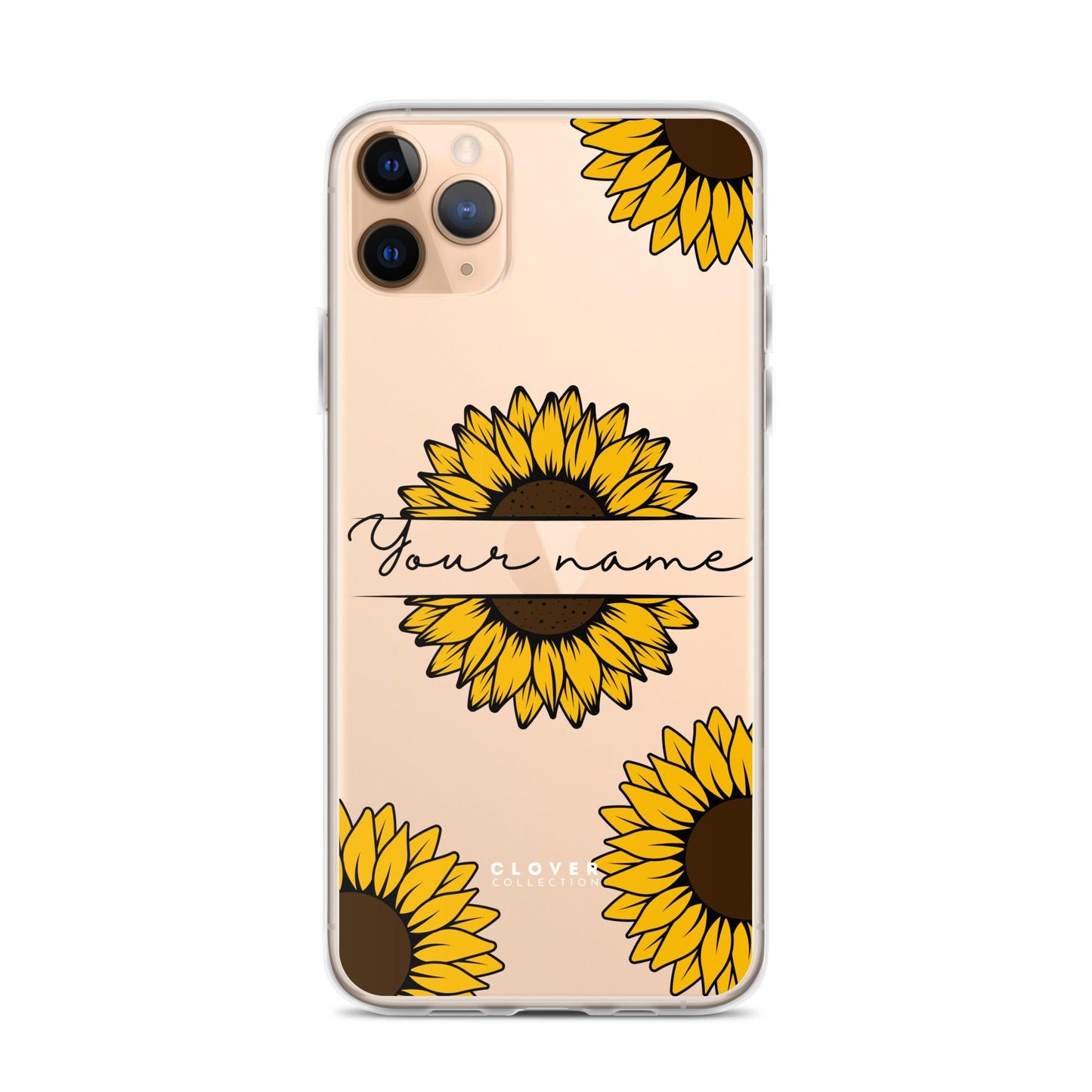 Sunflower Name Tag Clear Case for iPhone - Clover Collection Shop