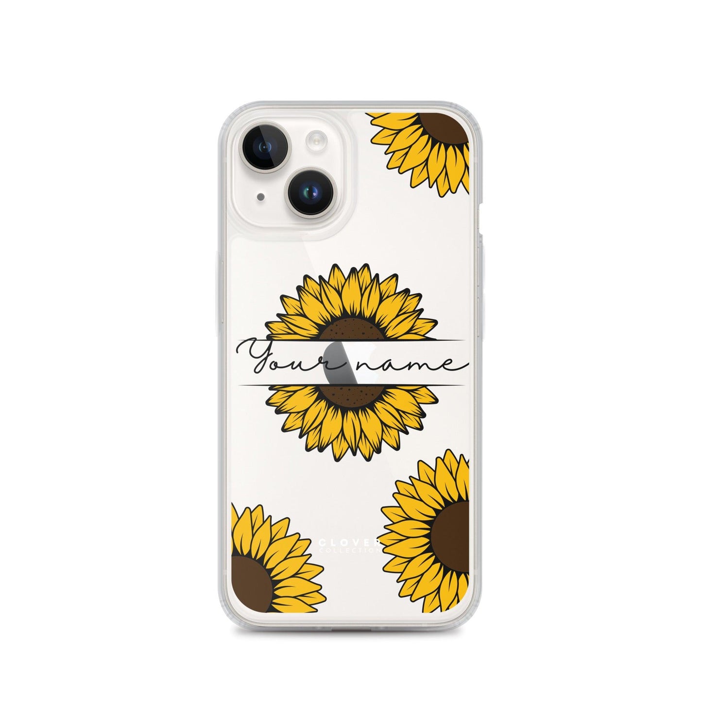 Sunflower Name Tag Clear Case for iPhone - Clover Collection Shop