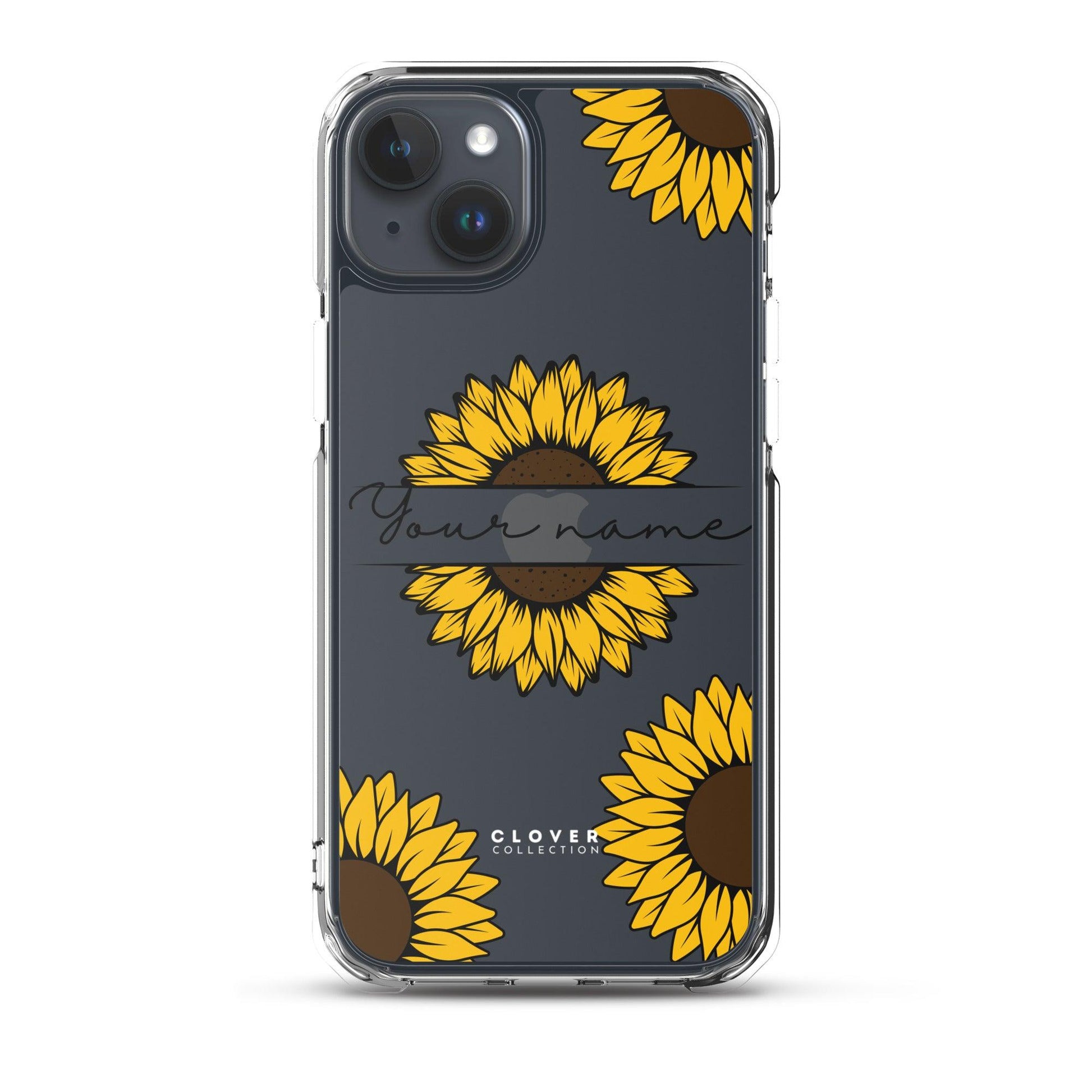 Sunflower Name Tag Clear Case for iPhone - Clover Collection Shop