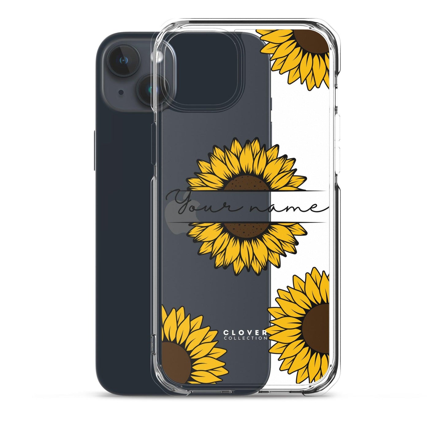 Sunflower Name Tag Clear Case for iPhone - Clover Collection Shop