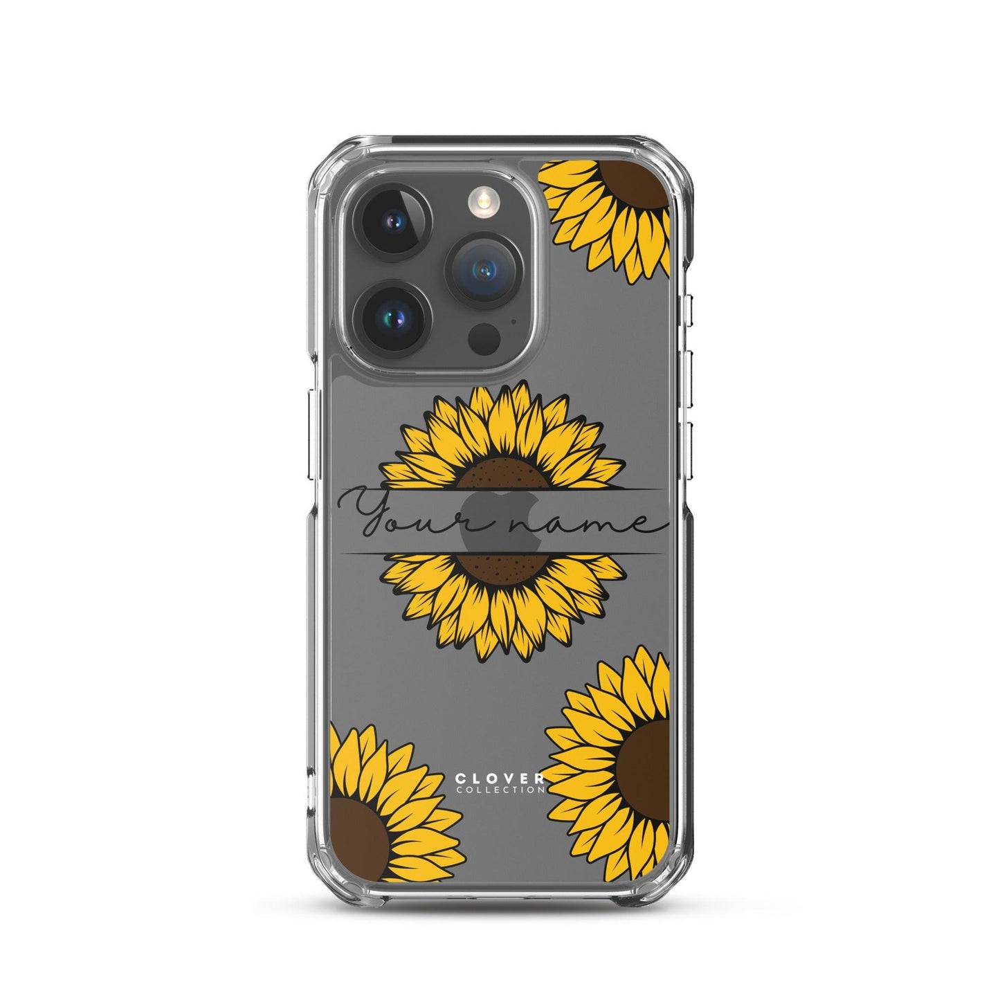 Sunflower Name Tag Clear Case for iPhone - Clover Collection Shop