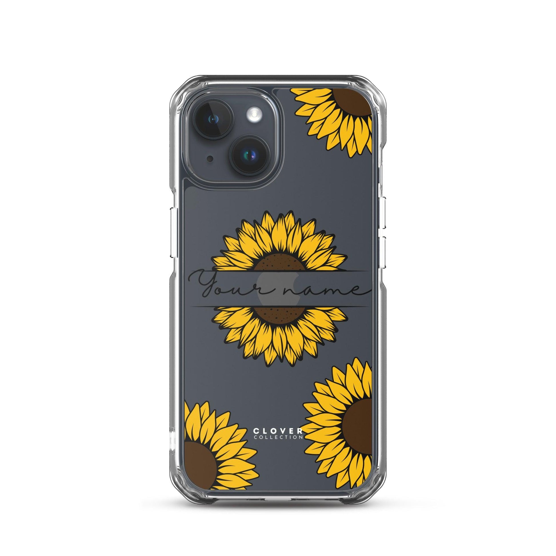 Sunflower Name Tag Clear Case for iPhone - Clover Collection Shop