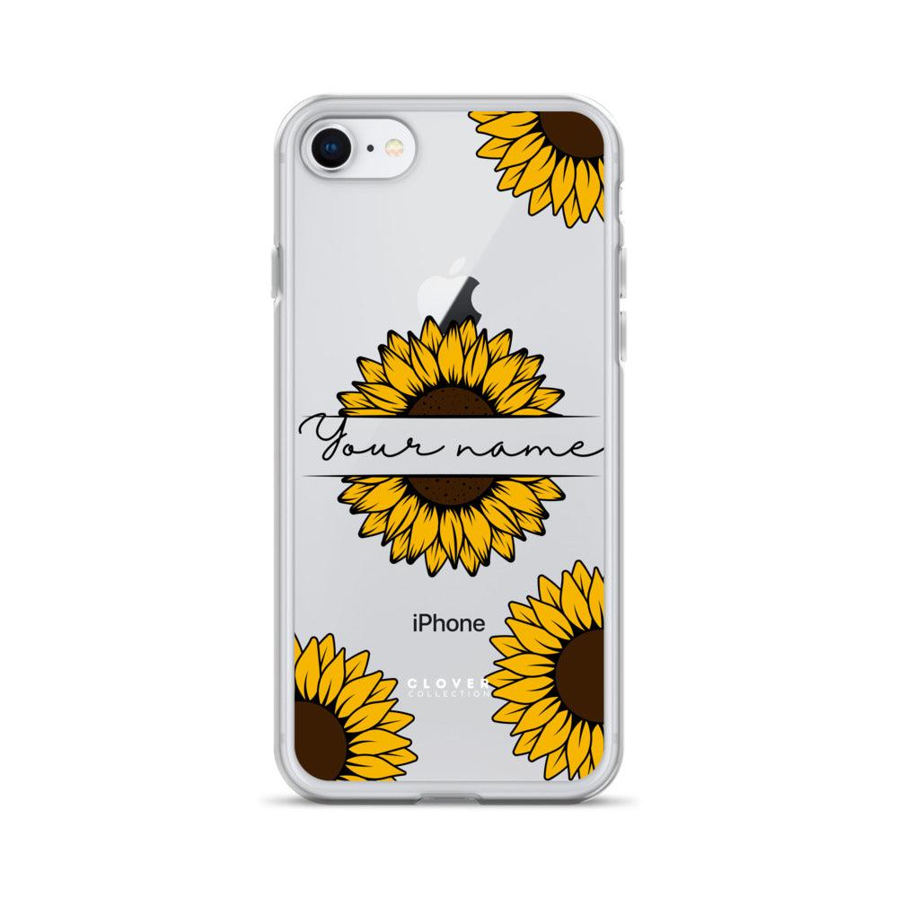 Sunflower Name Tag Clear Case for iPhone - Clover Collection Shop