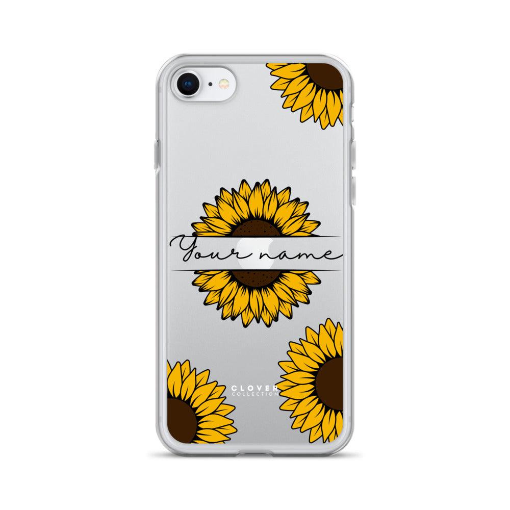 Sunflower Name Tag Clear Case for iPhone - Clover Collection Shop