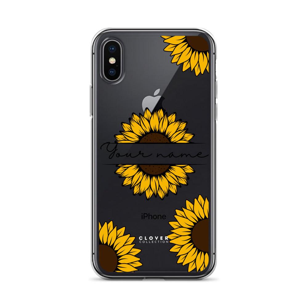 Sunflower Name Tag Clear Case for iPhone - Clover Collection Shop