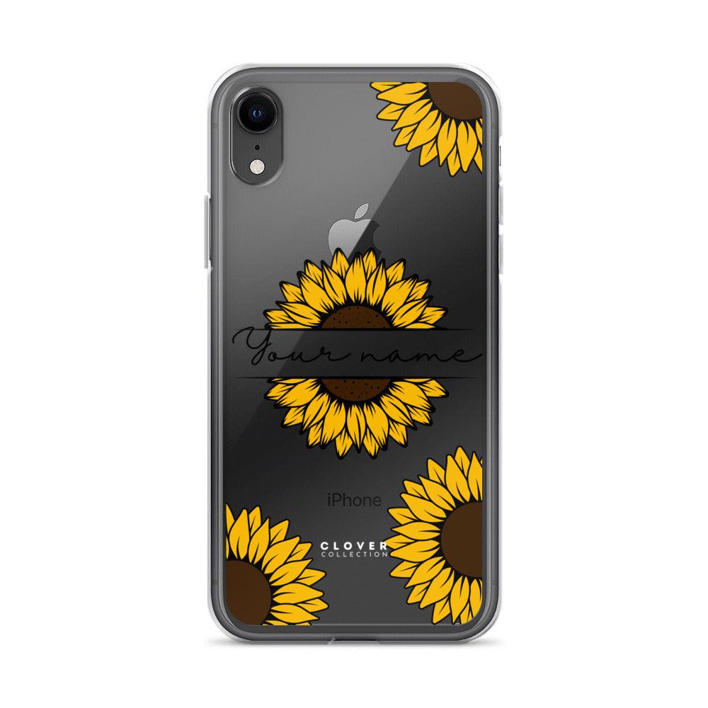 Sunflower Name Tag Clear Case for iPhone - Clover Collection Shop