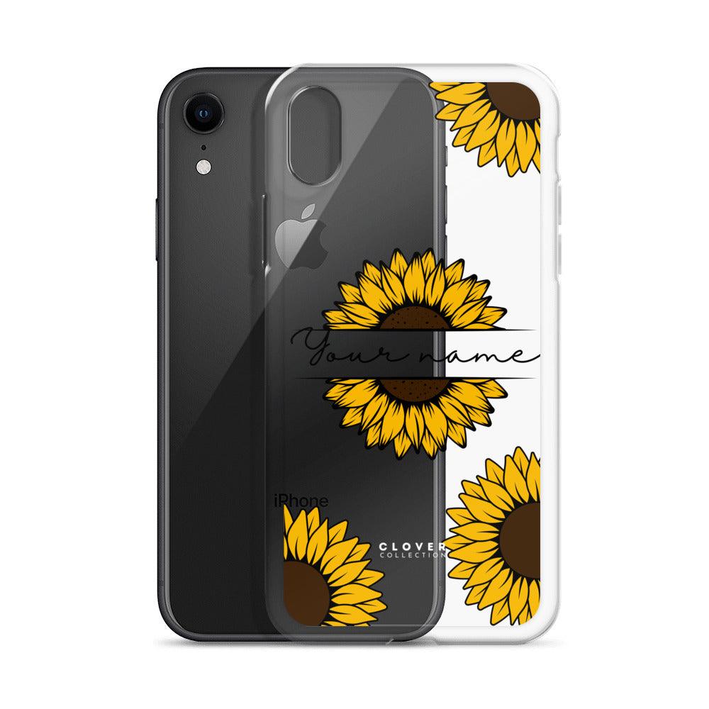 Sunflower Name Tag Clear Case for iPhone - Clover Collection Shop