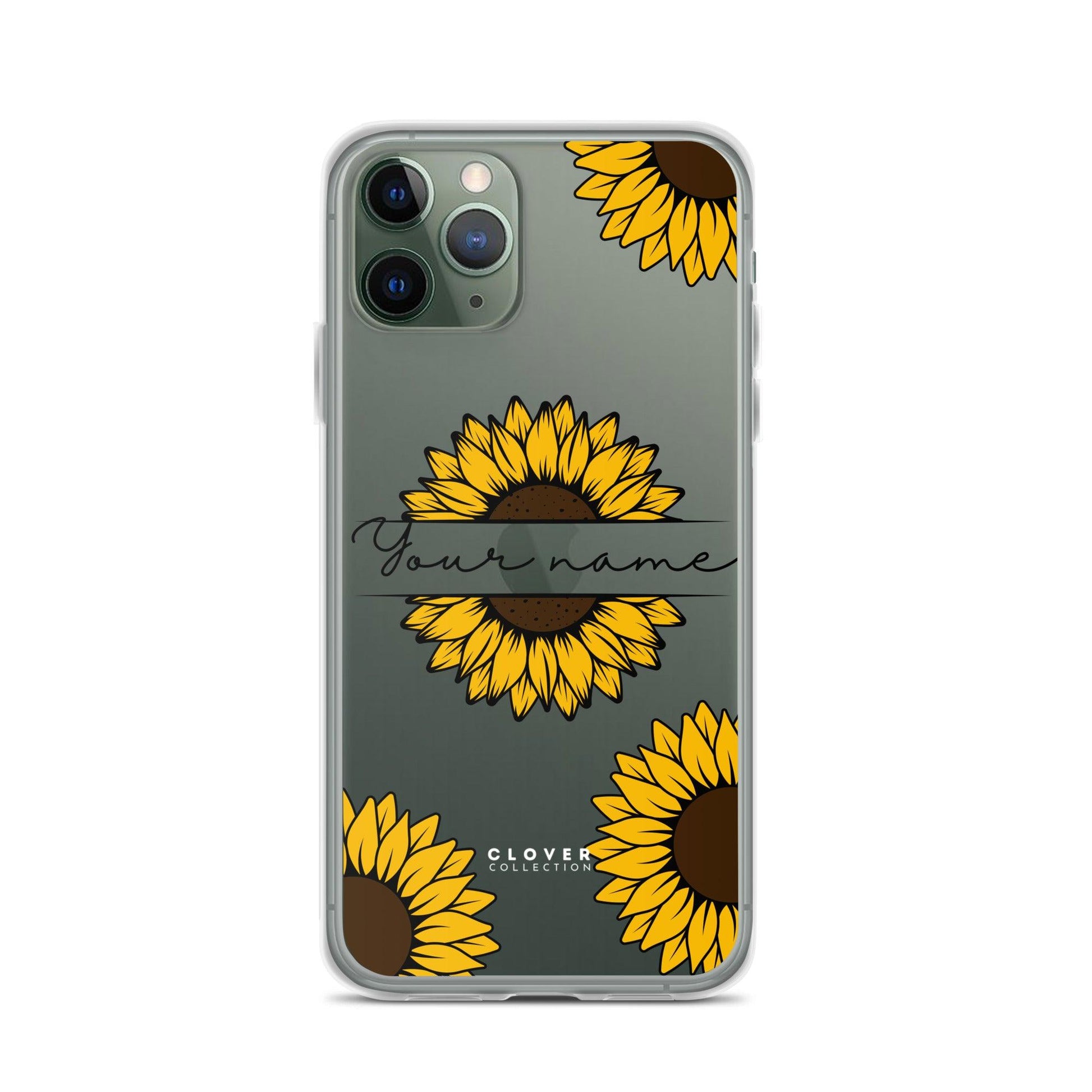 Sunflower Name Tag Clear Case for iPhone - Clover Collection Shop