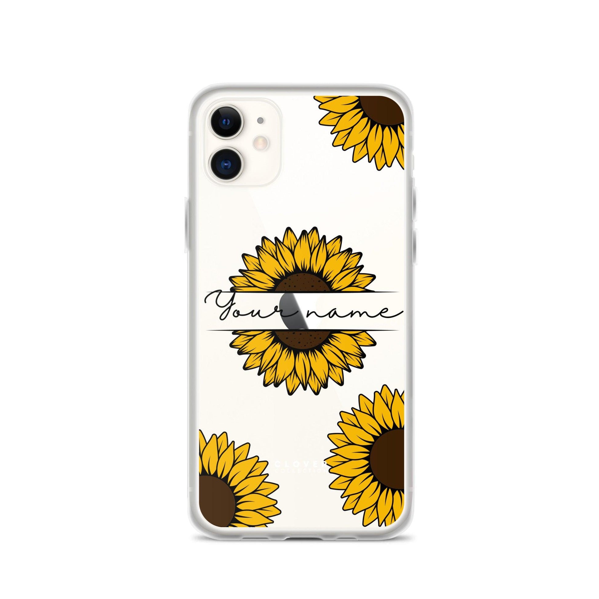 Sunflower Name Tag Clear Case for iPhone - Clover Collection Shop