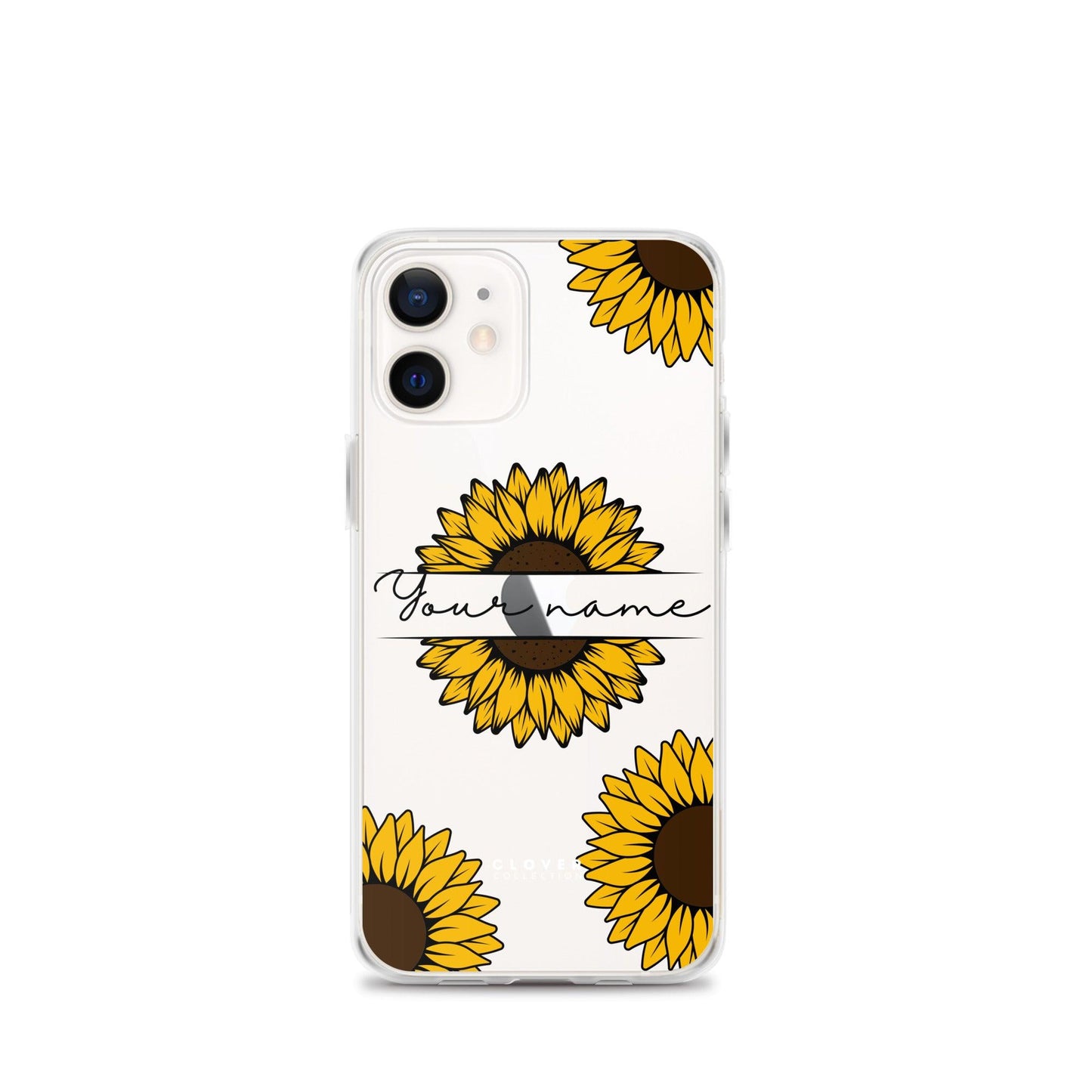 Sunflower Name Tag Clear Case for iPhone - Clover Collection Shop