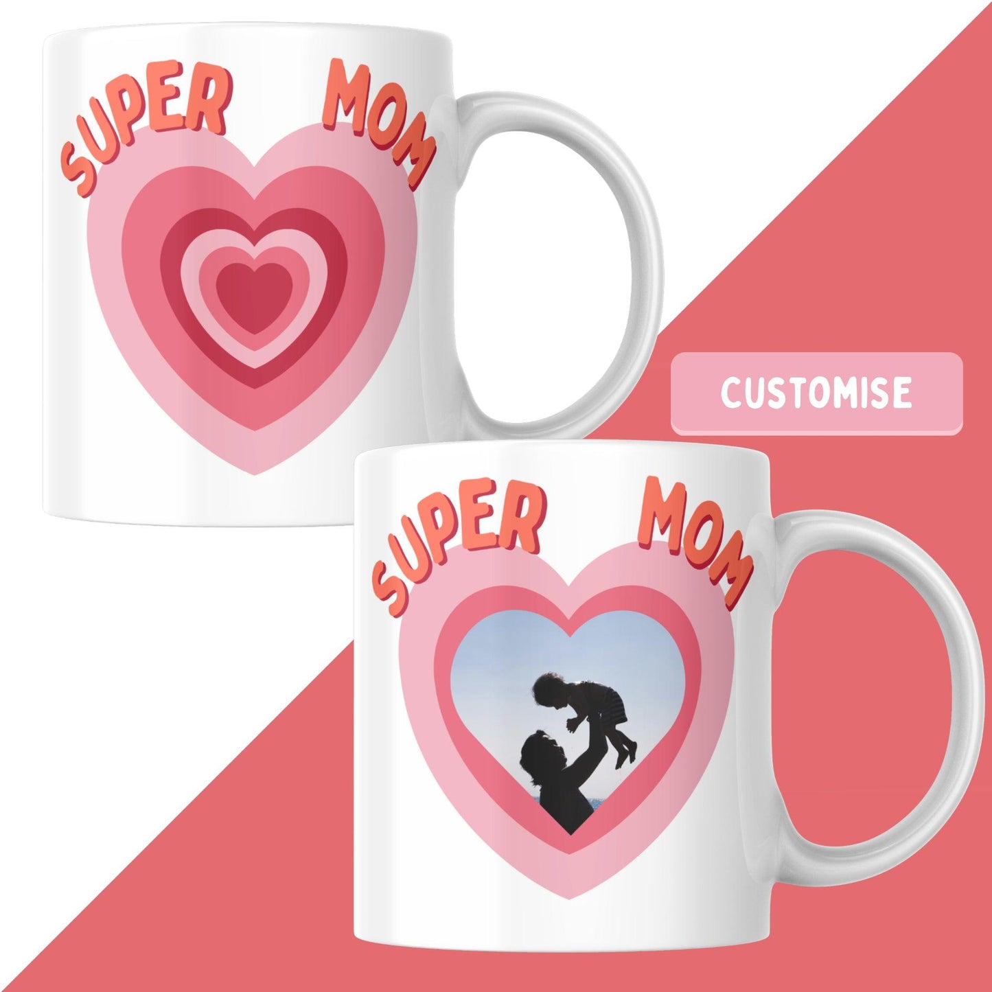 Super Mom White Glossy Mug - Clover Collection Shop